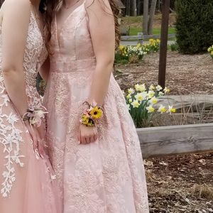 Pink floral prom dress